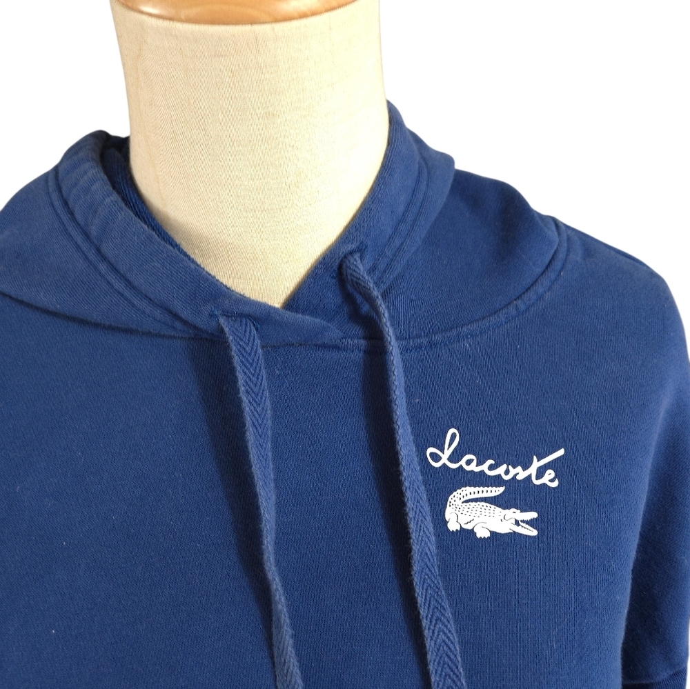 Lacoste Blue Cropped Hoodie Sweatshirt - Picture 2 of 8